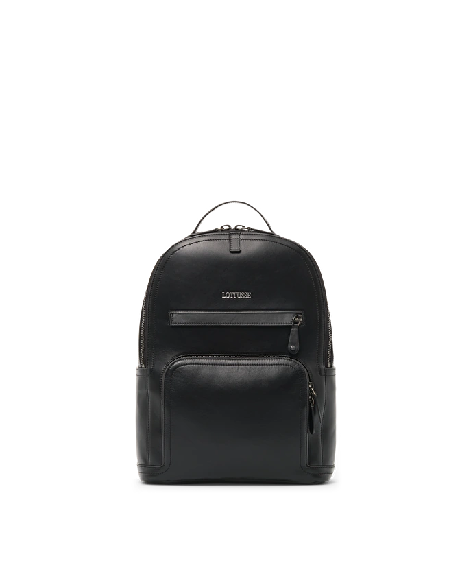 Lottusse Sac à Dos Borne En Cuir De Vache Noir