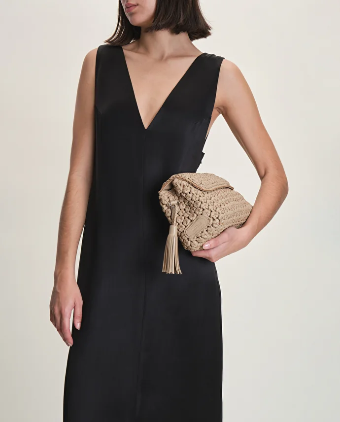 Lottusse Sac à Main Noodbag Cuir D'Agneau Beige