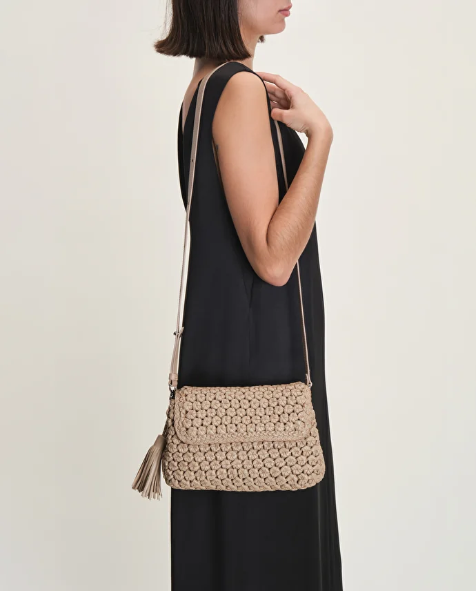 lottusse Sac à main Noodbag Cuir d'Agneau Beige