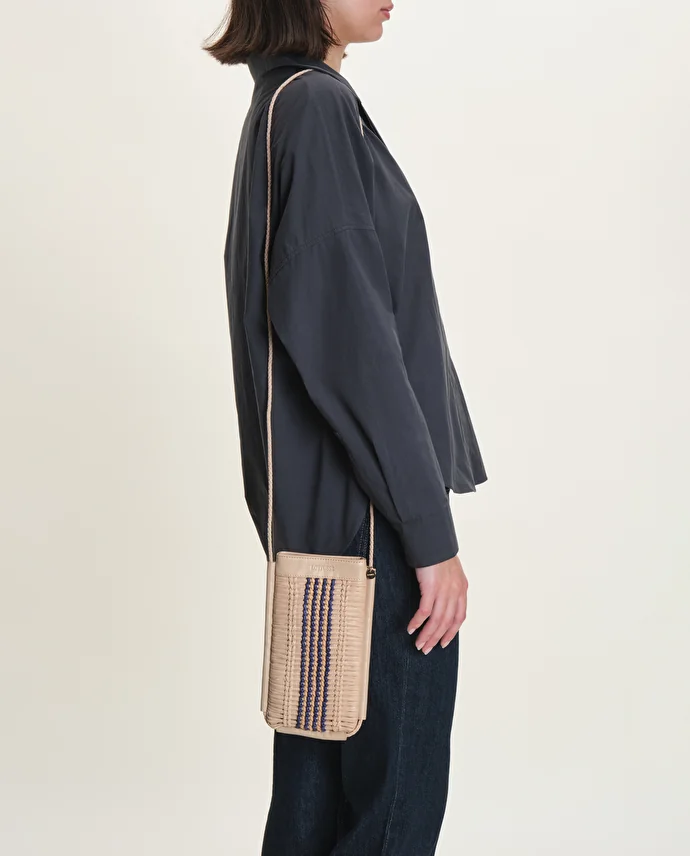 lottusse Sac Bandoulière Edit Cuir de Veau Beige