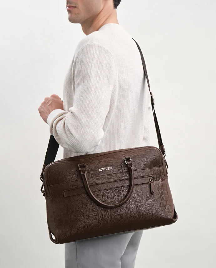 Lottusse Sac Borne En Cuir De Vache Moka