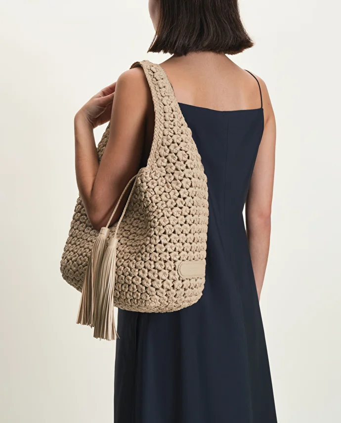 Lottusse Sac Hobo Noodbag Cuir D'Agneau Beige