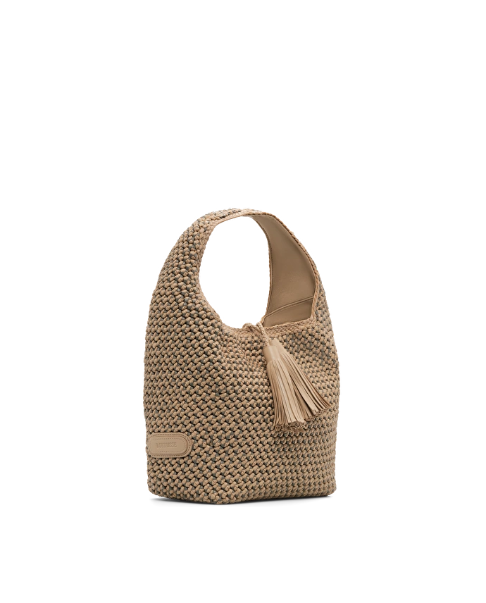 Lottusse Sac Hobo Noodbag Cuir D'Agneau Beige
