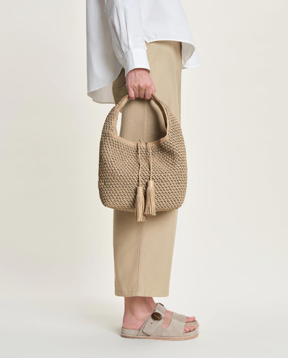 lottusse Sac Hobo Noodbag Cuir d'Agneau Beige