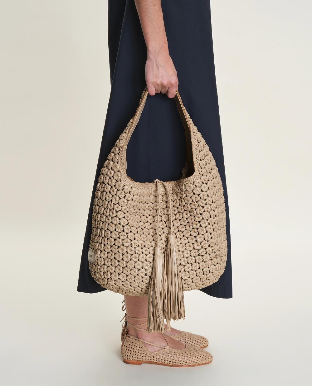 lottusse Sac Hobo Noodbag Cuir d'Agneau Beige