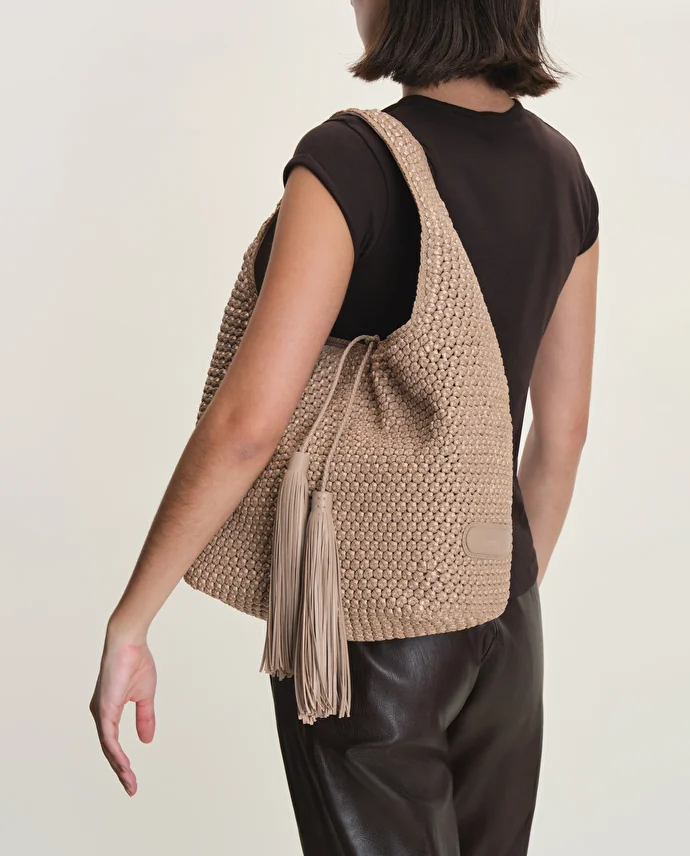 Lottusse Sac Hobo Noodbag Cuir D'Agneau Gris