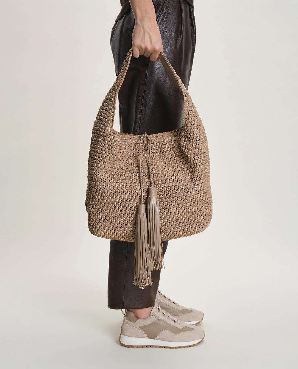 lottusse Sac Hobo Noodbag Cuir d'Agneau Gris