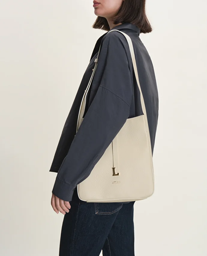 Lottusse Sac Hobo Talaia Cuir De Veau Blanc Cassé