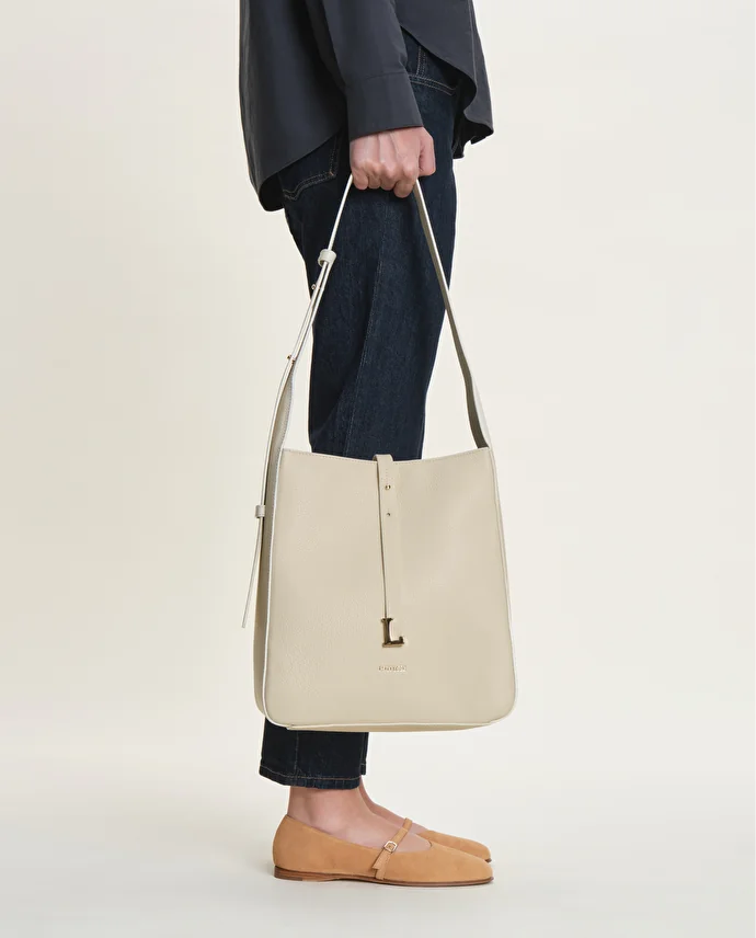 lottusse Sac Hobo Talaia Cuir de Veau Blanc cassé