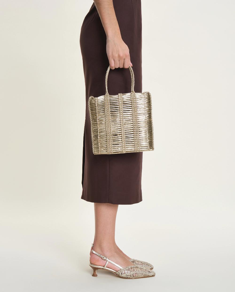 lottusse Sac Seau Edit Cuir de Veau Or