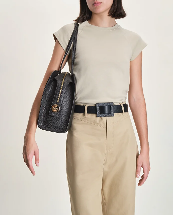 Lottusse Sac Shopper Talaia Cuir De Veau Noir