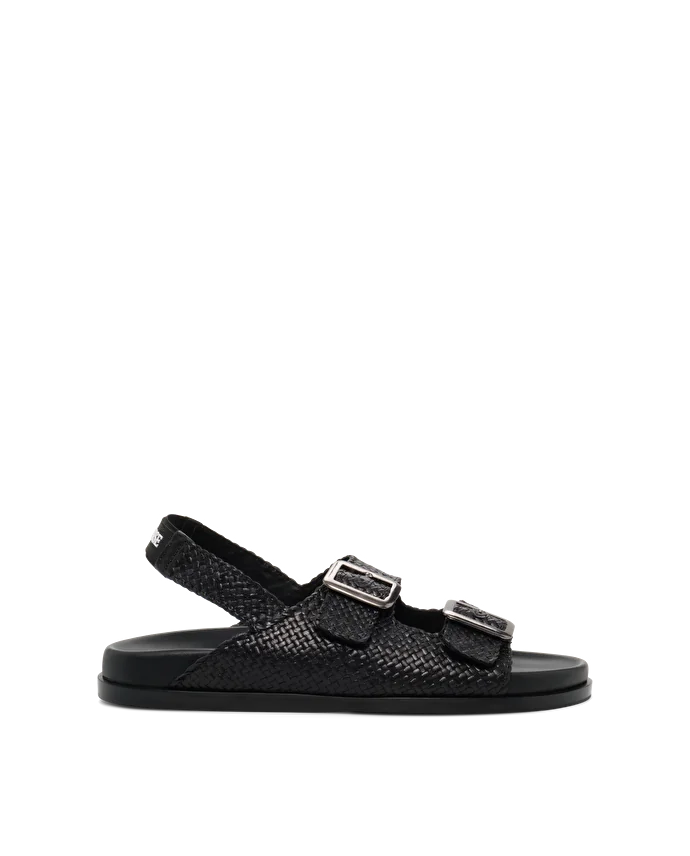 lottusse Sandales Bioo Cuir de Veau Noir