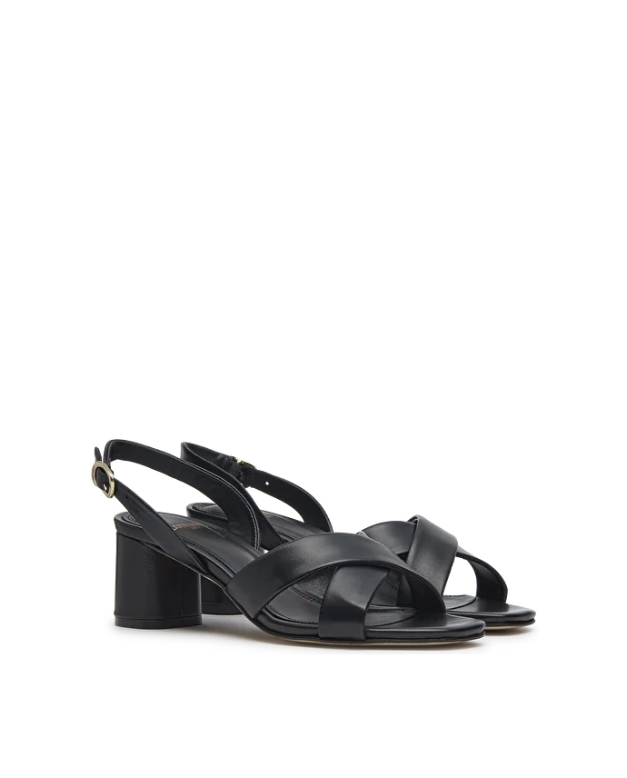 Lottusse Sandales Douces D'Agneau Noir