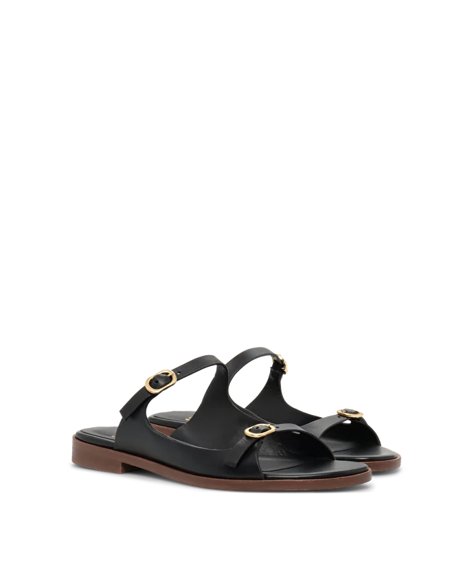 Lottusse Sandales En Cuir D’Agneau Doux Noir