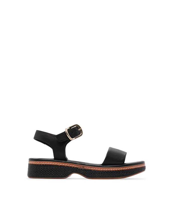 Lottusse Sandales Fusta Cuir De Veau Noir