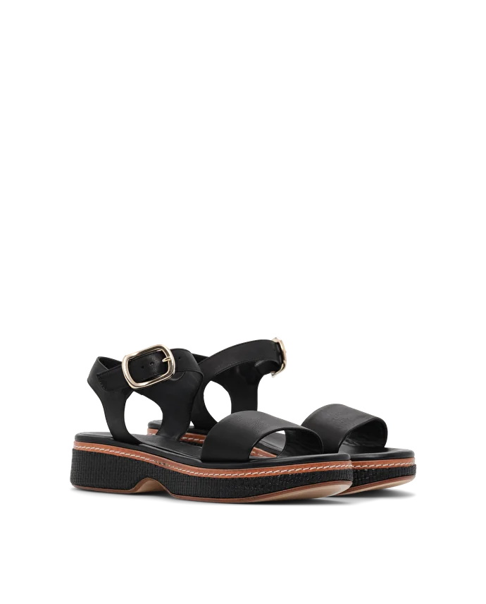 Lottusse Sandales Fusta Cuir De Veau Noir