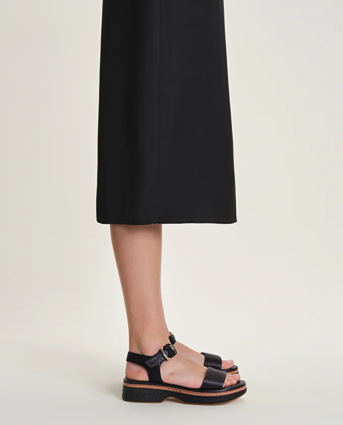 lottusse Sandales Fusta Cuir de Veau Noir