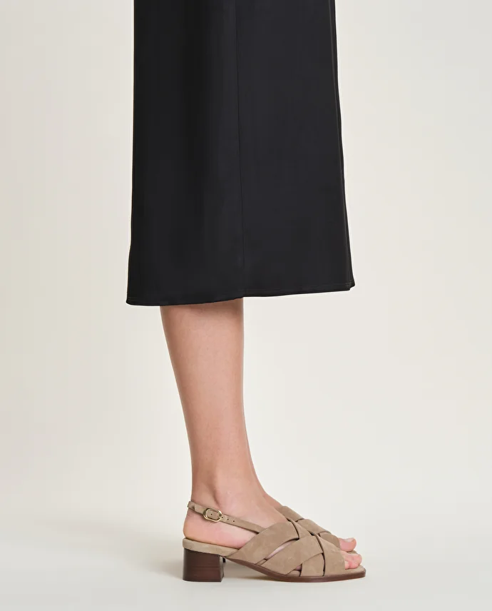 lottusse Sandales Nylo Cuir de Veau Marron