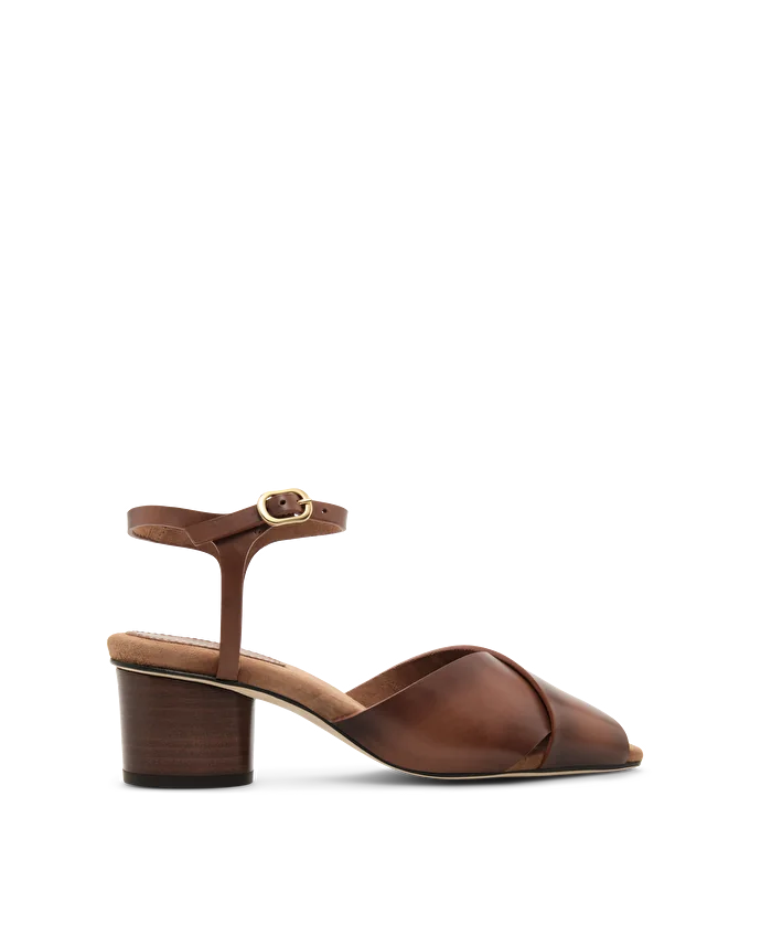 Lottusse Sandales Nylo Cuir De Veau Marron
