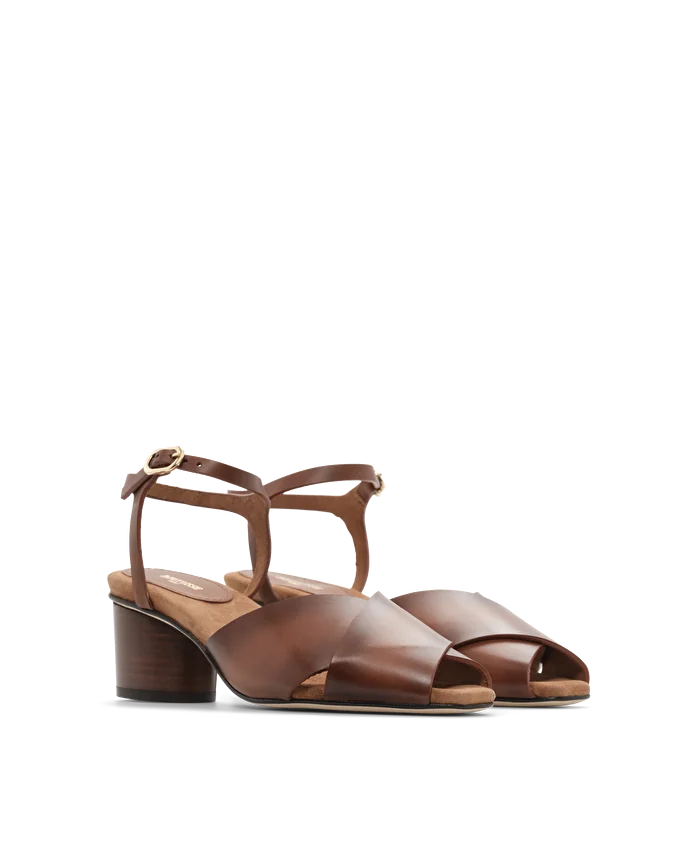 Lottusse Sandales Nylo Cuir De Veau Marron