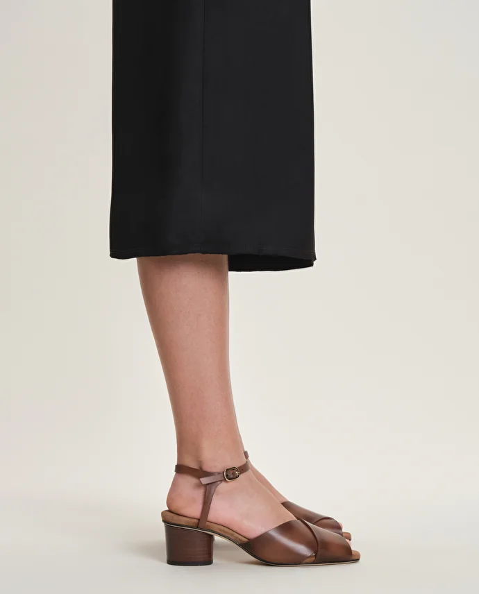 lottusse Sandales Nylo Cuir de Veau Marron