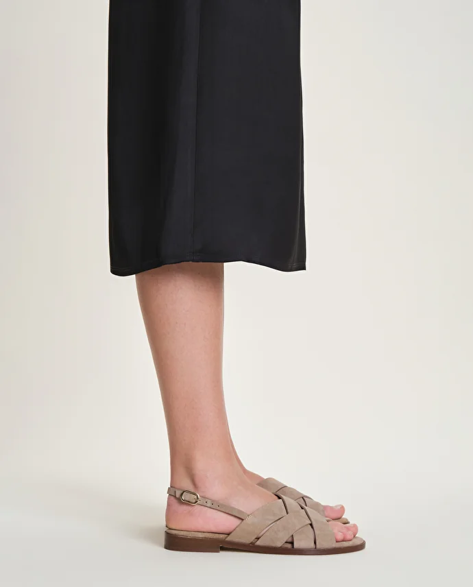 lottusse Sandales Nylo Cuir de Veau Marron