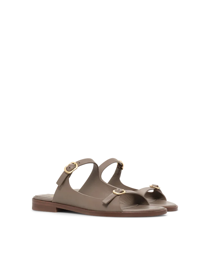 Lottusse Sandales Nylo Cuir De Veau Taupe