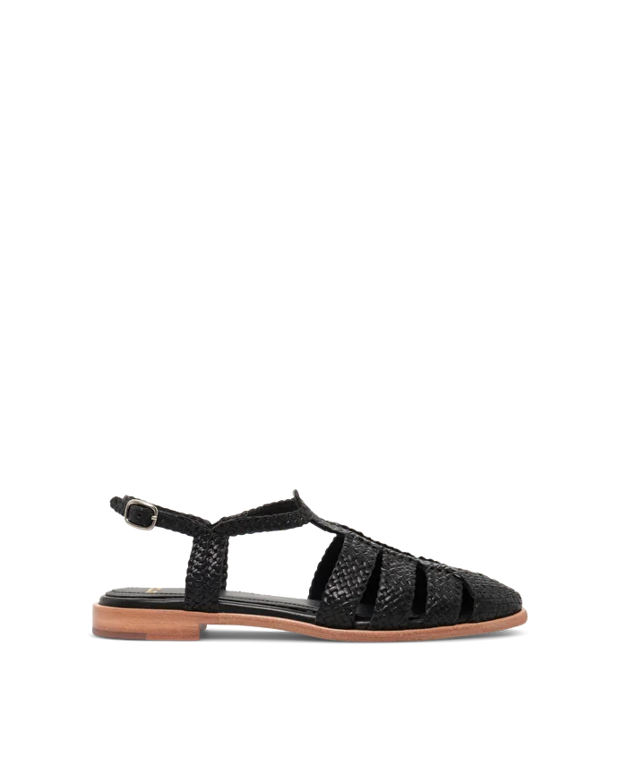 Lottusse Sandales Summer Cuir De Chèvre Noire