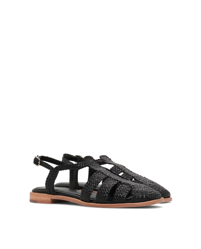 Lottusse Sandales Summer Cuir De Chèvre Noire