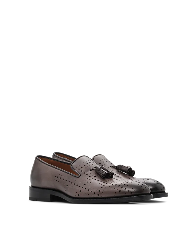 Lottusse Slippers Preston Cuir De Veau Plomb