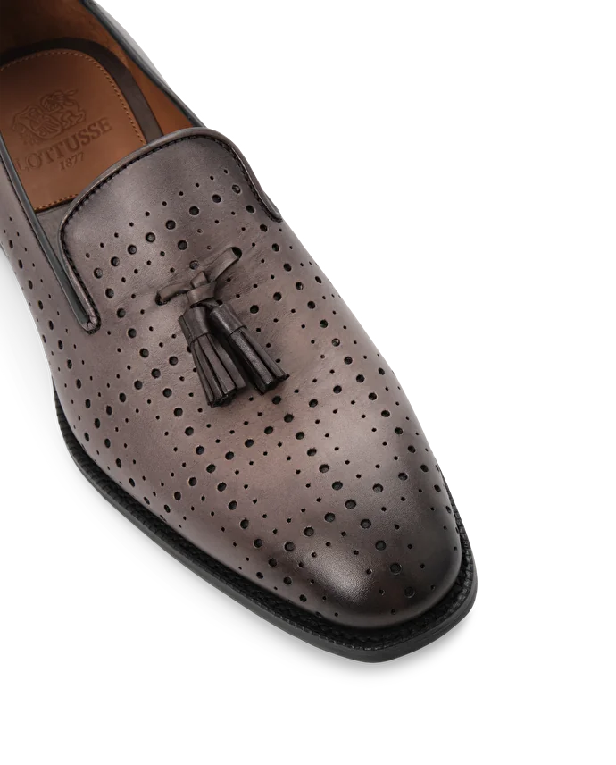 Lottusse Slippers Preston Cuir De Veau Plomb