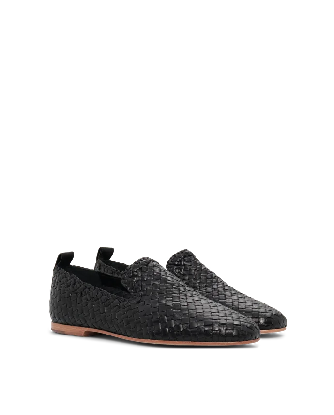 Lottusse Slippers Summer Cuir De Chèvre Noir