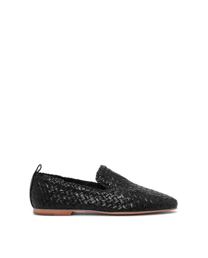 lottusse Slippers Summer Cuir de Chèvre Noir