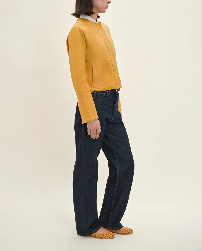 Lottusse Veste Barcelona Cuir D'Agneau Jaune