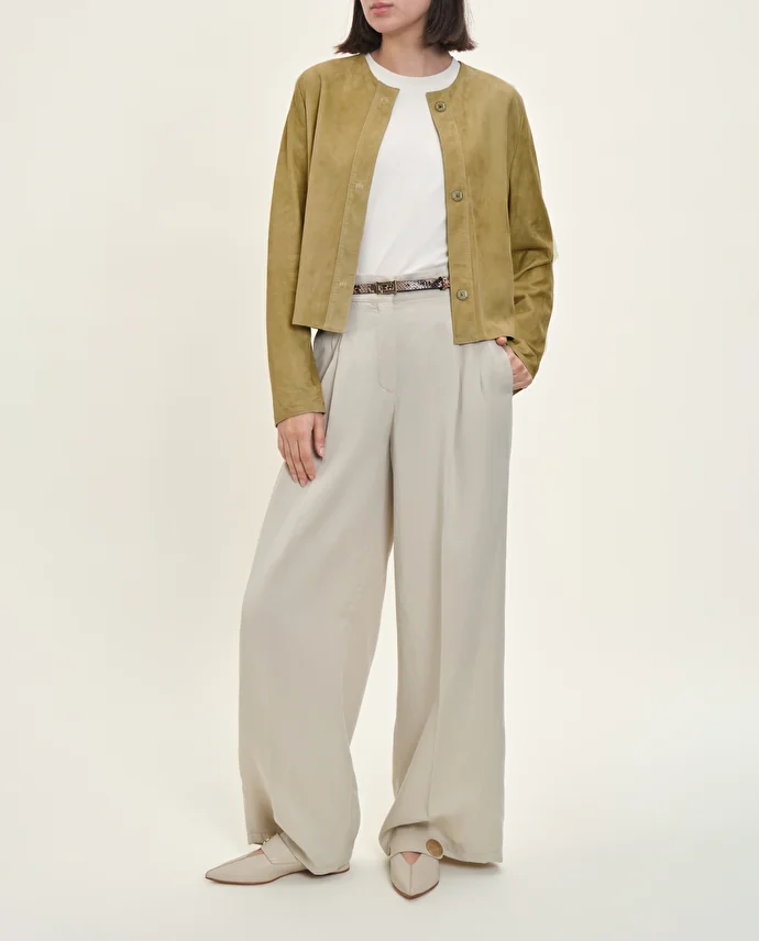 Lottusse Veste Barcelona Cuir D'Agneau Vert Olive