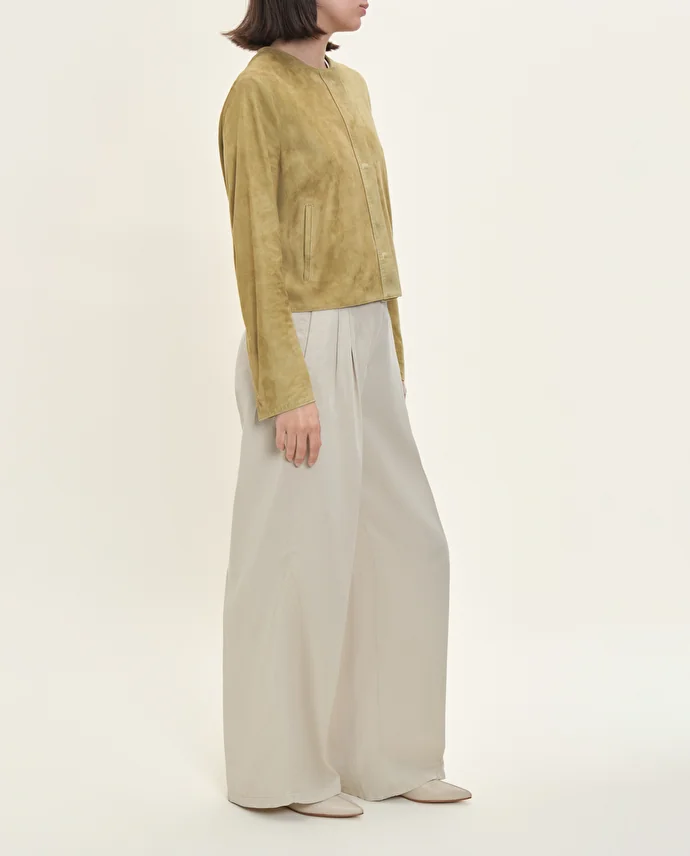 Lottusse Veste Barcelona Cuir D'Agneau Vert Olive