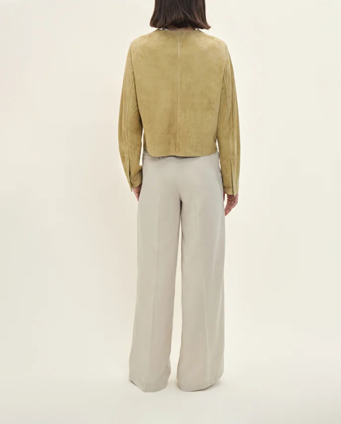 Lottusse Veste Barcelona Cuir D'Agneau Vert Olive