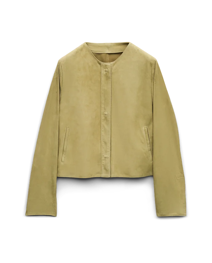 lottusse Veste Barcelona Cuir d'Agneau Vert olive
