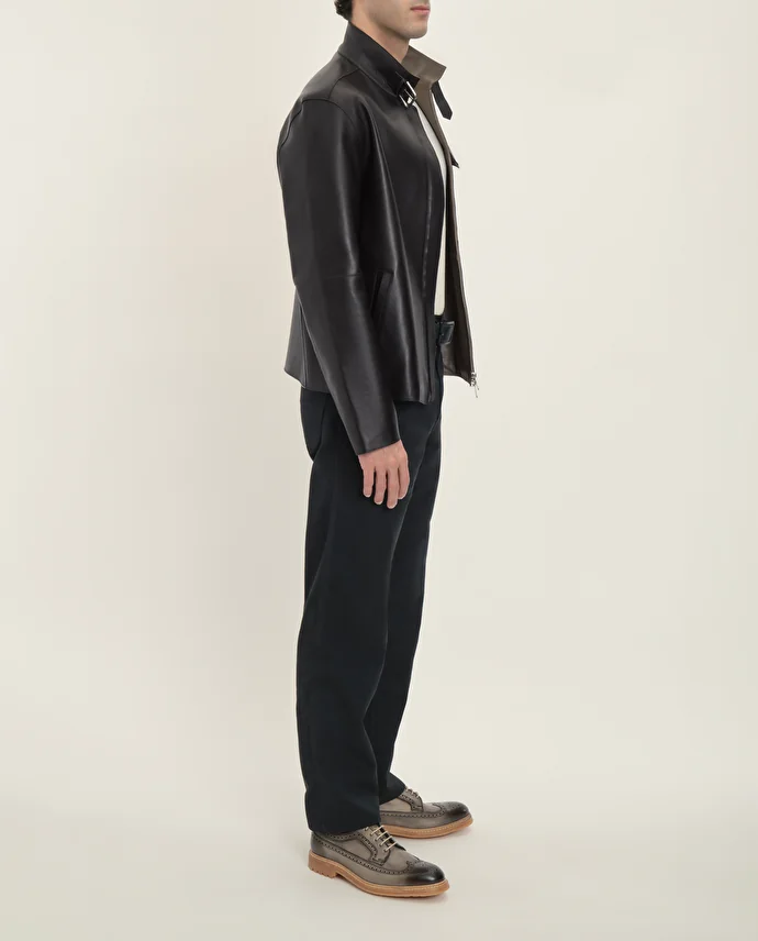 Lottusse Veste Cork Cuir D'Agneau Noir
