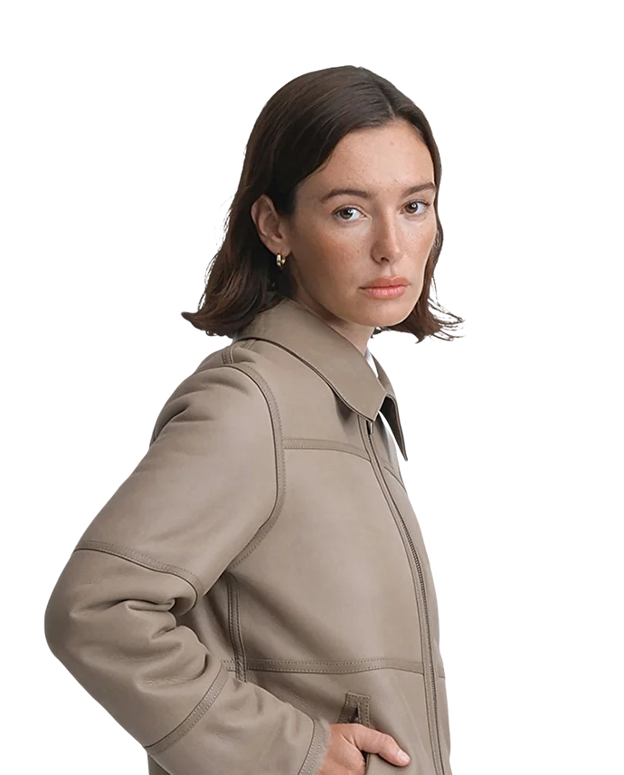 Lottusse Veste En Peau De Mouton Taupe