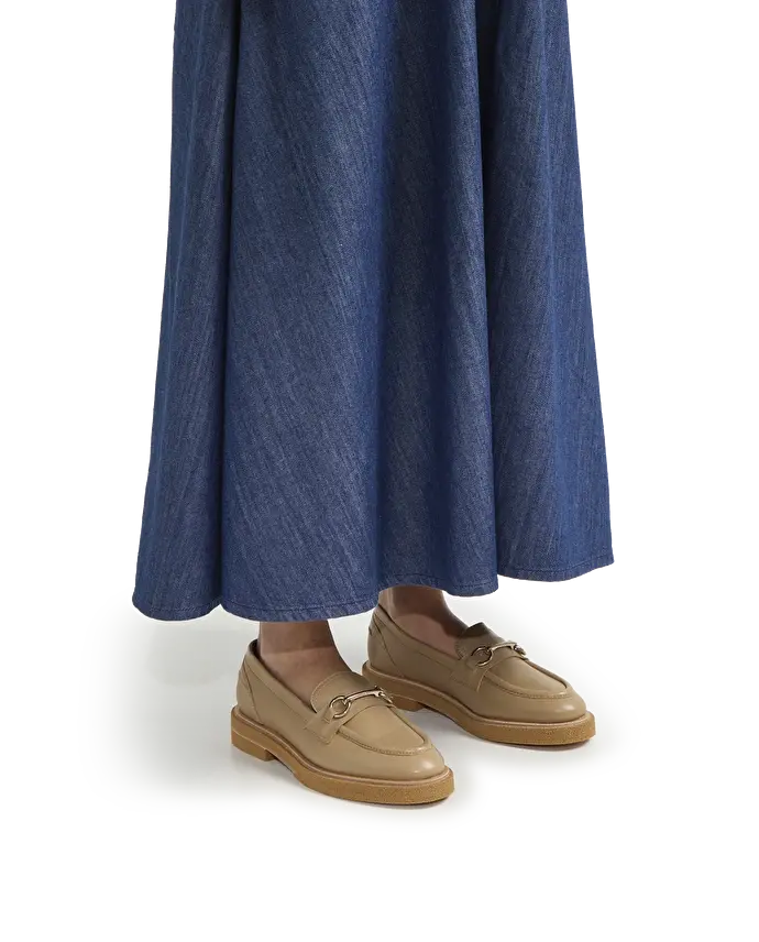 lottusse Mocassin Étriers en Nappa d'Agneau Uni Beige