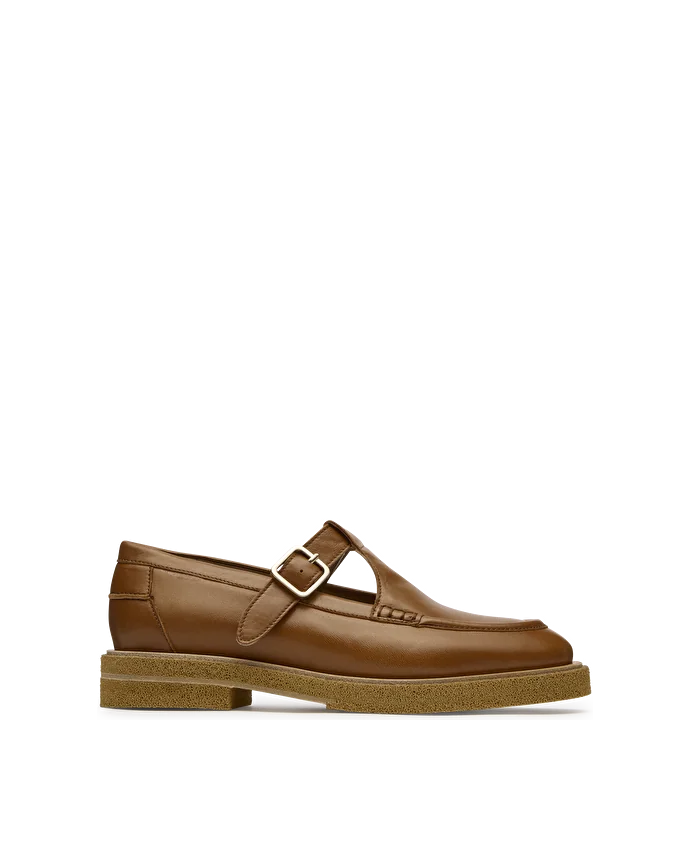 Lottusse Mocassin Étriers En Nappa D'Agneau Uni Marron