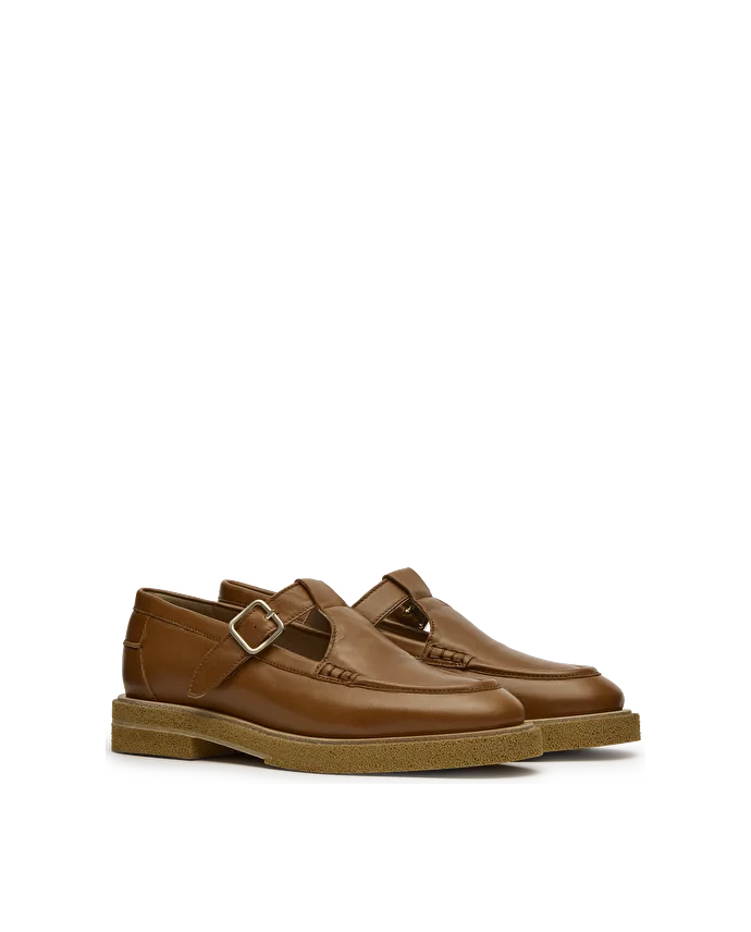 Lottusse Mocassin Étriers En Nappa D'Agneau Uni Marron