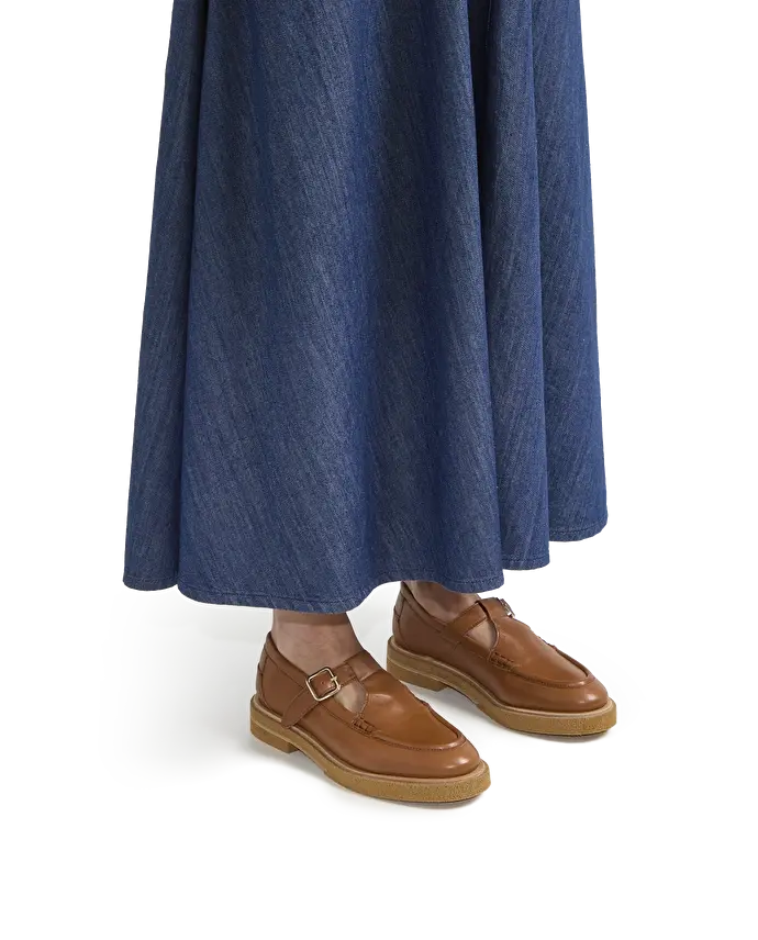 lottusse Mocassin Étriers en Nappa d'Agneau Uni Marron