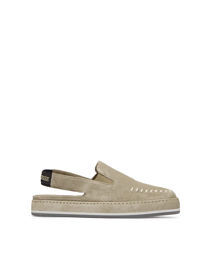 Lottusse Mocassin Sportifs En Cuir De Veau En Daim Taupe