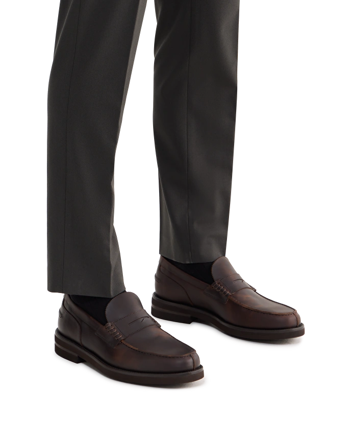 lottusse Mocassins à bande Daytona en cuir de Veau Brun