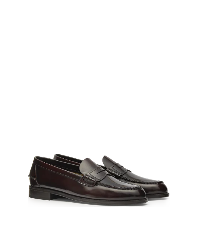 Lottusse Mocassins à Bande Liberty En Cuir De Veau Bordeaux