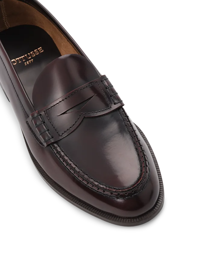 Lottusse Mocassins à Bande Liberty En Cuir De Veau Bordeaux