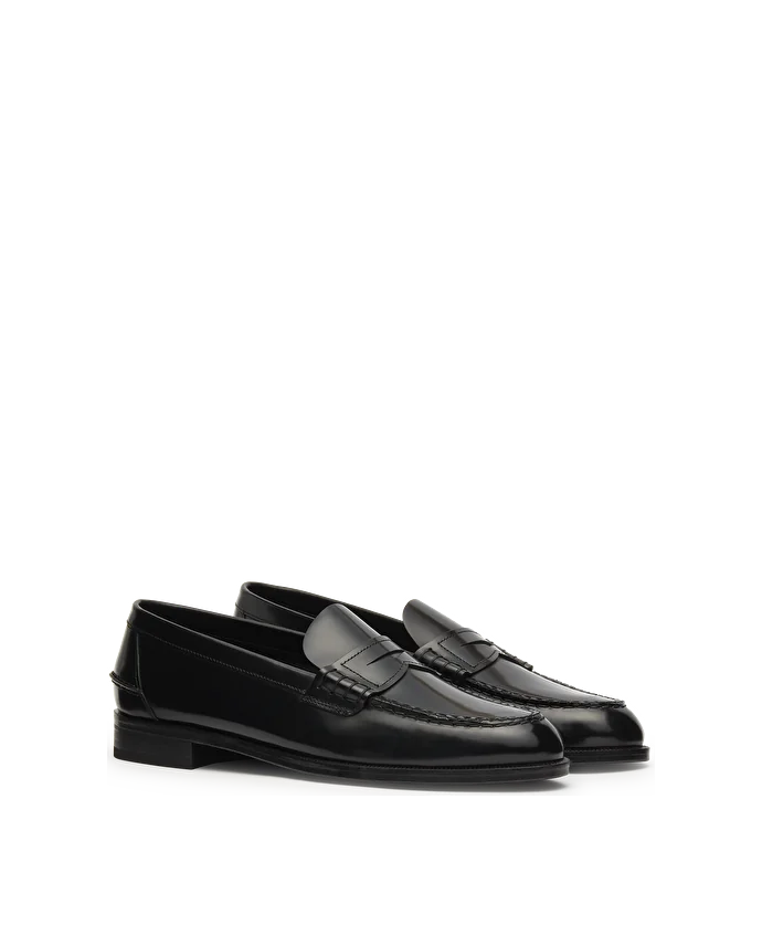 Lottusse Mocassins à Bande Liberty En Cuir De Veau Noir