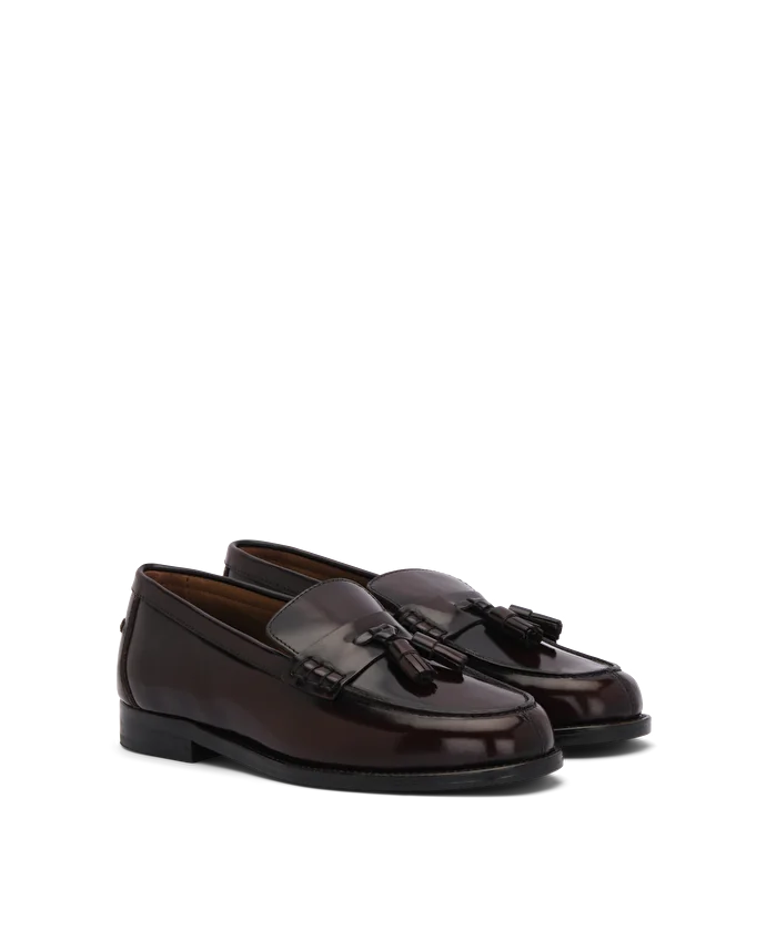 Lottusse Mocassins à Glands Chris En Cuir De Veau Bordeaux